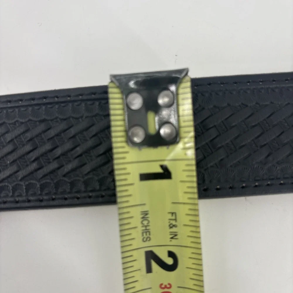 Justin C12263‎ Black Leather Bronco Western Belt Size 40 Woven EUC Made In USA